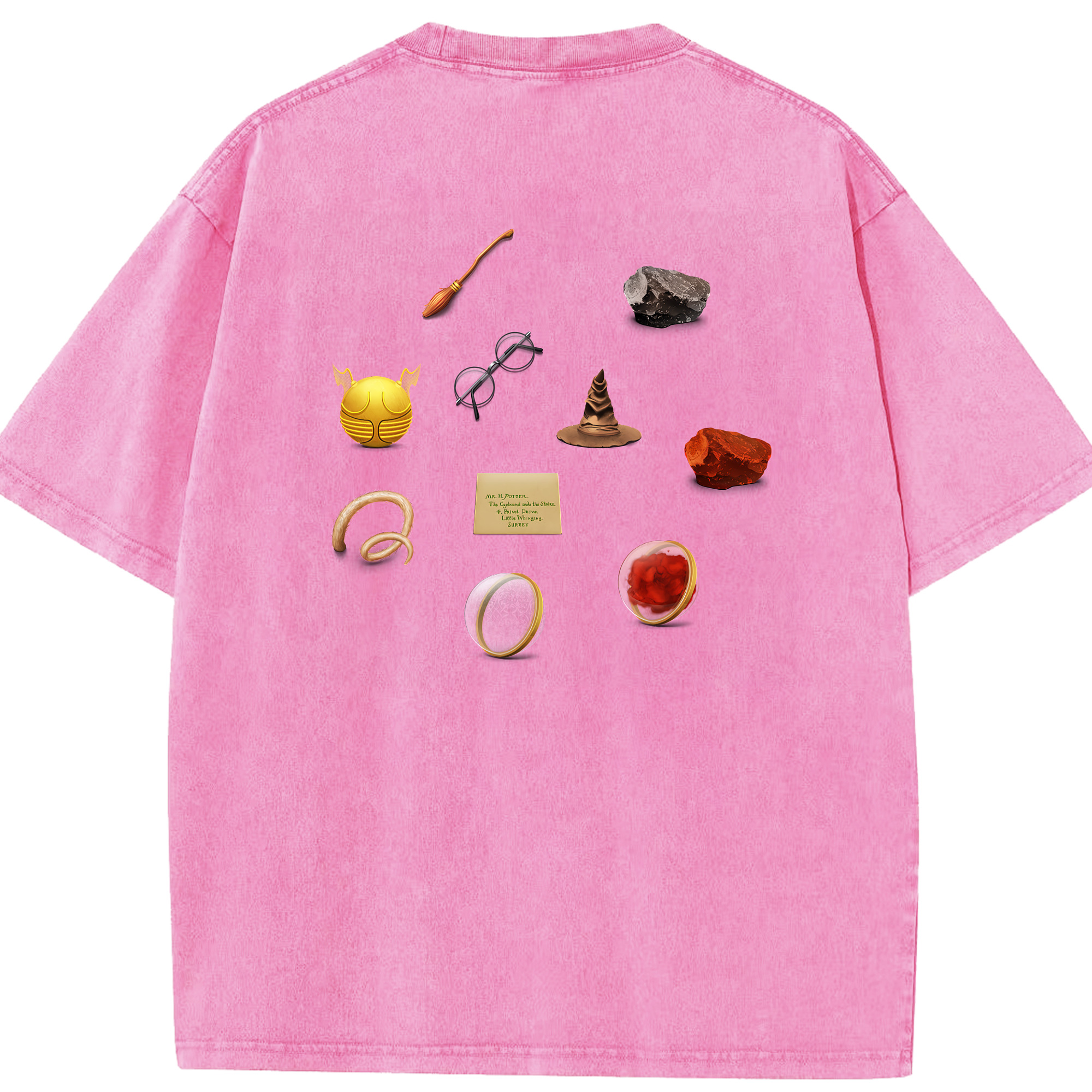 （画像用） Harry Potter ハリー・ポッターシリーズ 綿100% ヴィンテージ風 半袖Tシャツ（背面プリント）